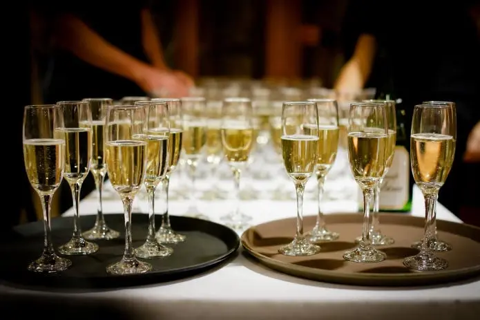 Champagne reception at a wedding